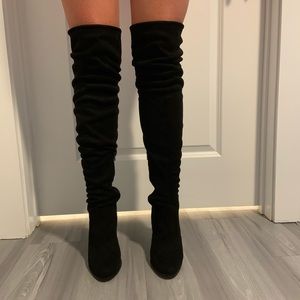 Thigh-High Black Suede Boots